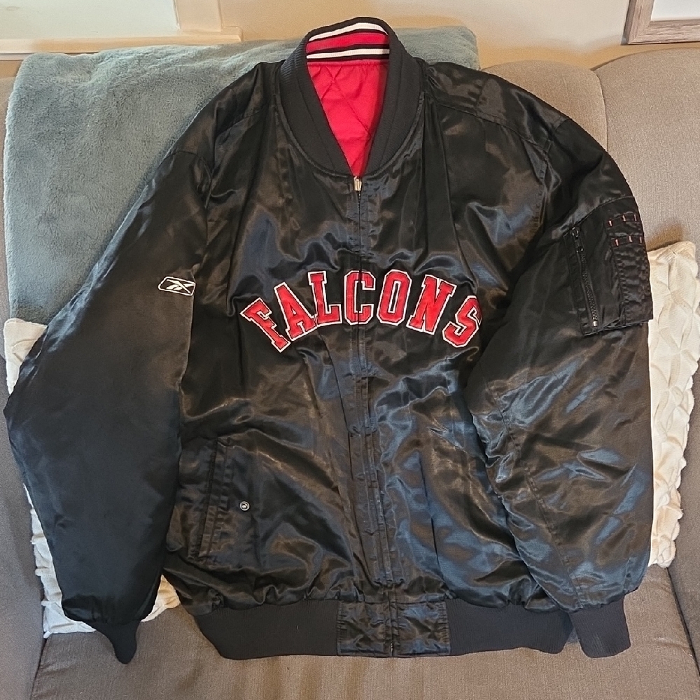 Reebok Red/Black Reversable Quilted Bomber Jacket NFL Atlanta Falcons